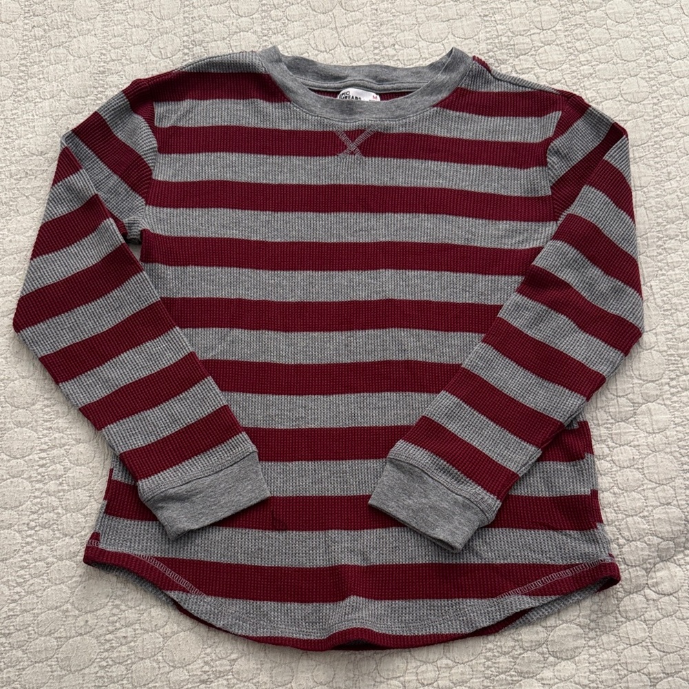 Epic Threads Gray and Red Striped Long Sleeve Tee